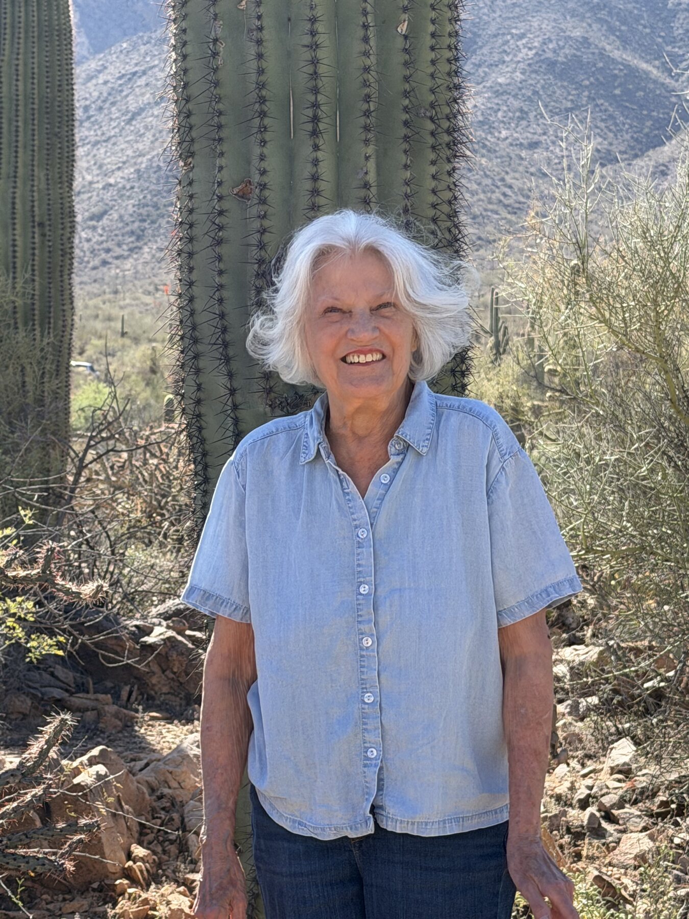 Smiling among saguaros